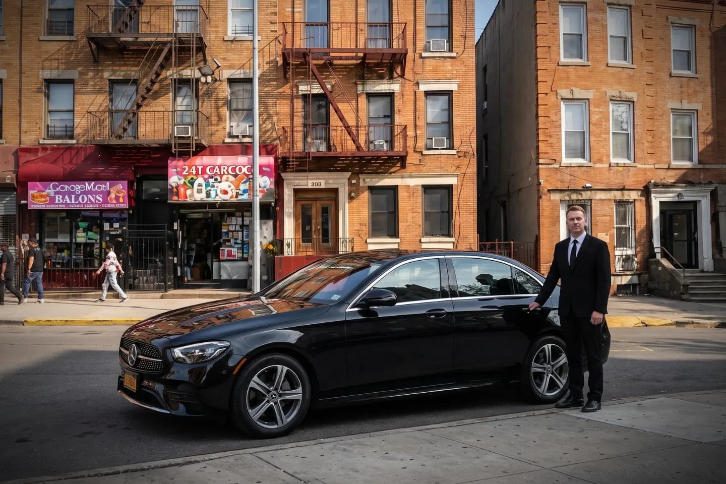 Luxury SUV loading luggage for a Bedford Park, Bronx airport transfer
