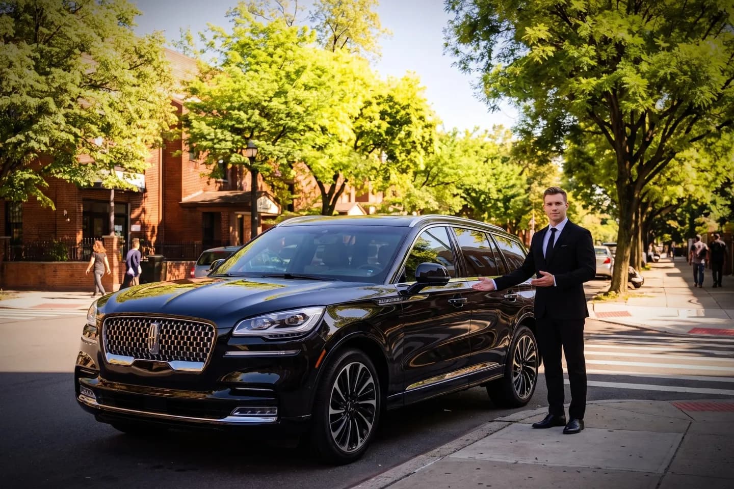 Sleek executive SUV waiting outside a residence in Crotona, Bronx NY