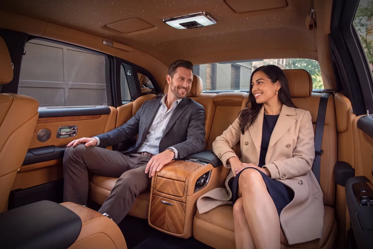 Professional chauffeur greeting a business traveler in Chelsea, NY