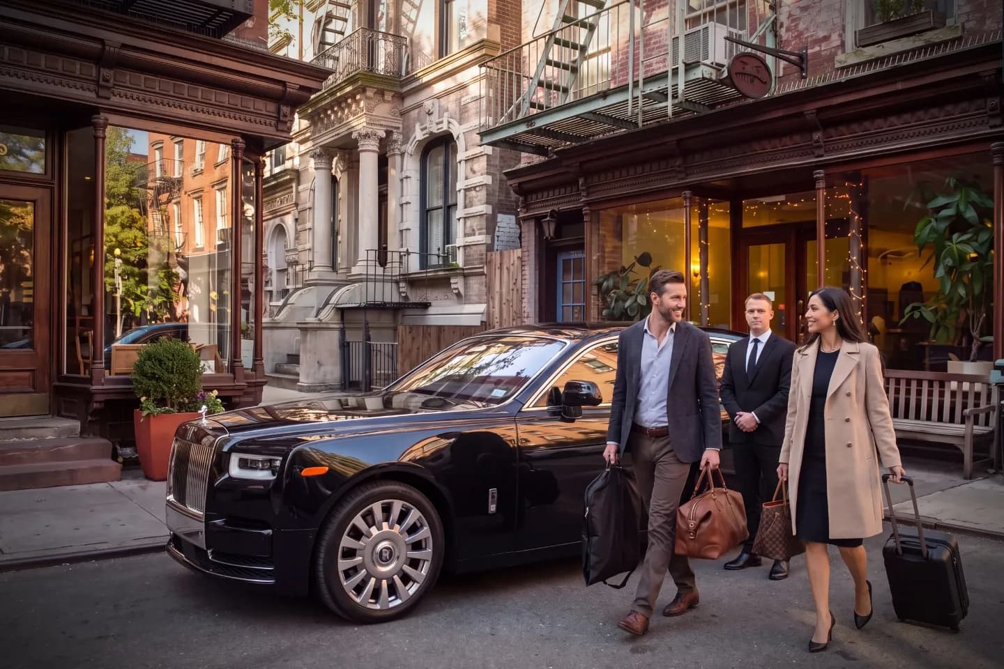 Luxury SUV waiting along a trendy street in Chelsea, NY