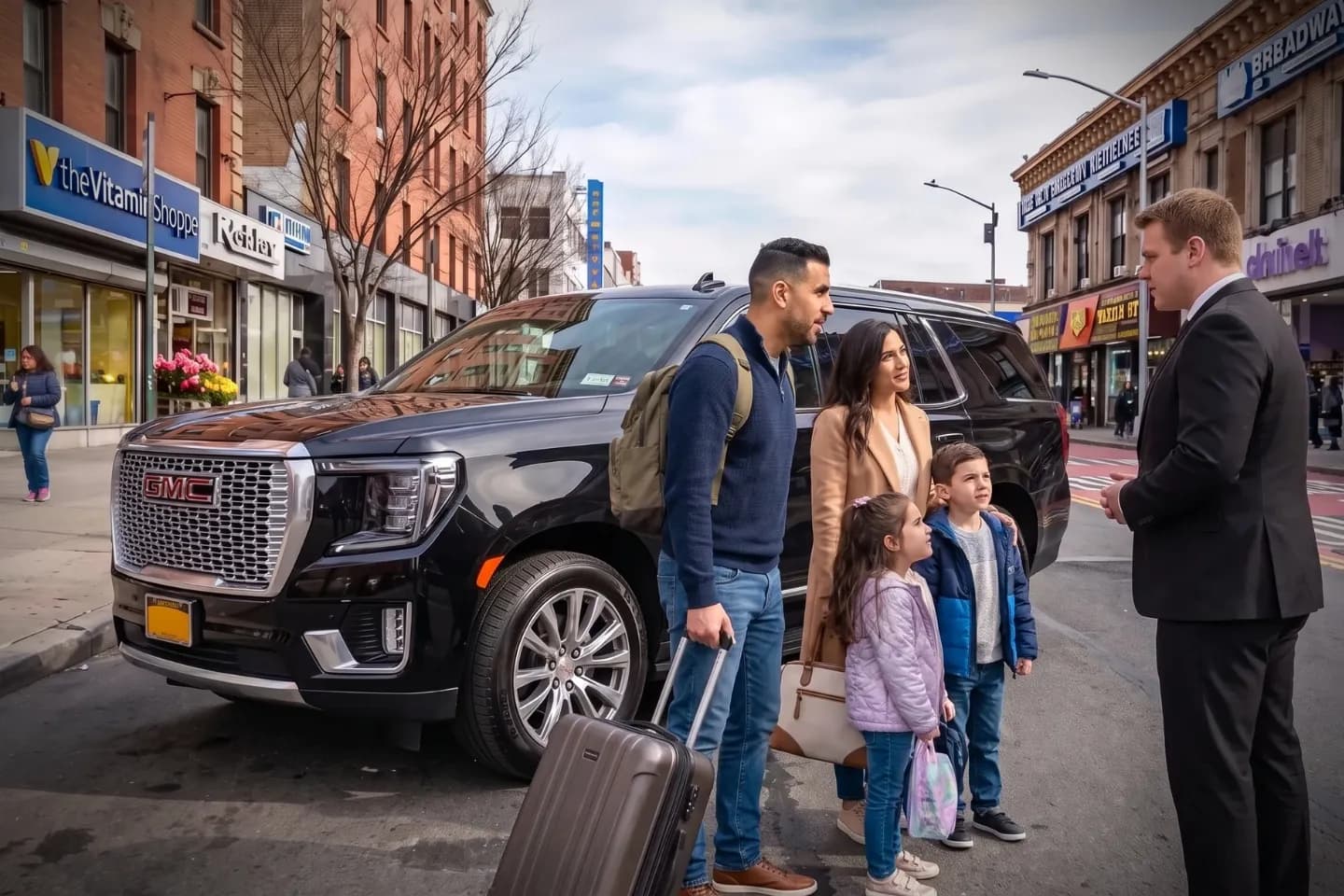 Luxury SUV waiting along a scenic street in Fort George, NY