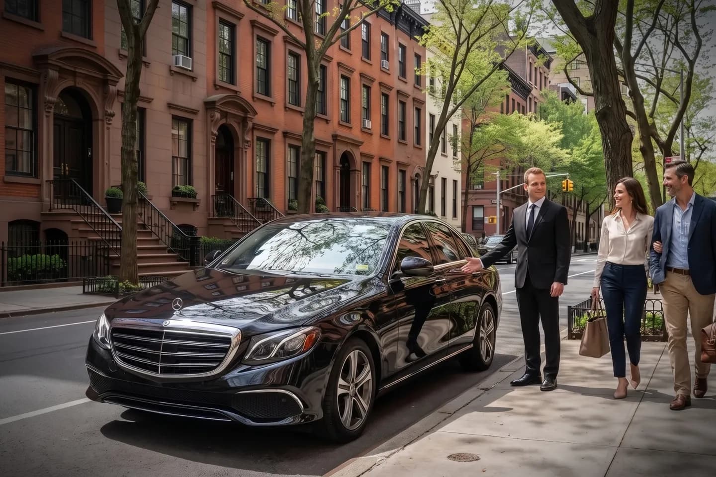 Chauffeur greeting a passenger near the United Nations in Turtle Bay