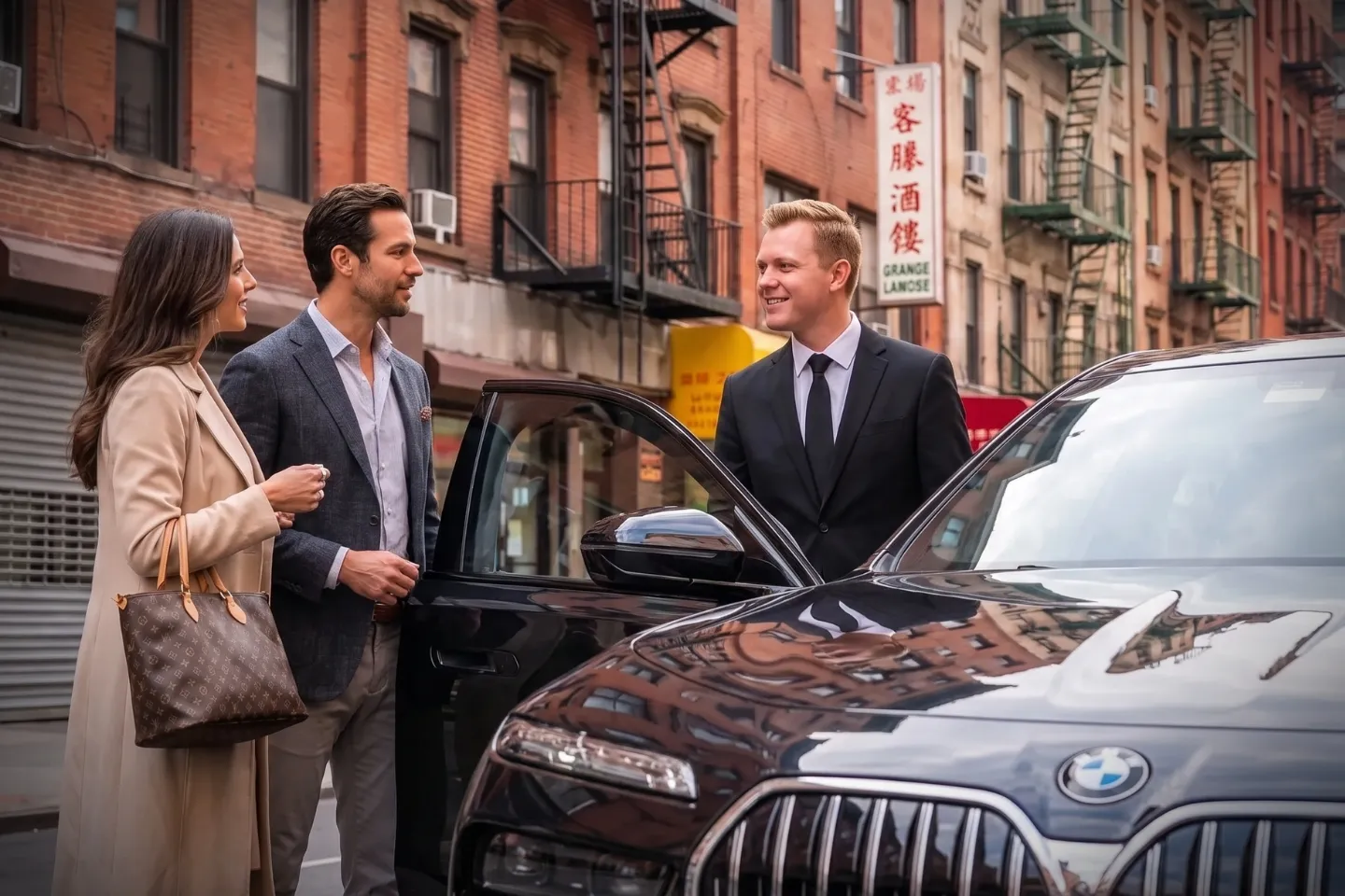Executive car parked along a Lower East Side street in Two Bridges