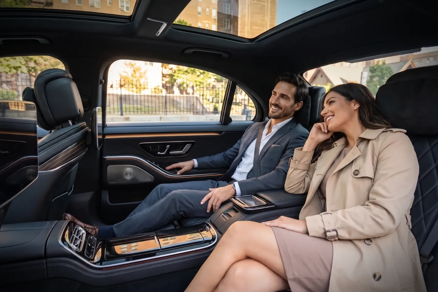 Professional chauffeur greeting a business traveler in Hudson Heights, NY