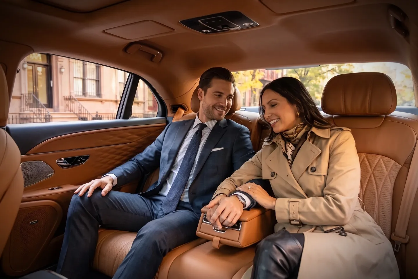 Professional chauffeur greeting a business traveler in Inwood, NY