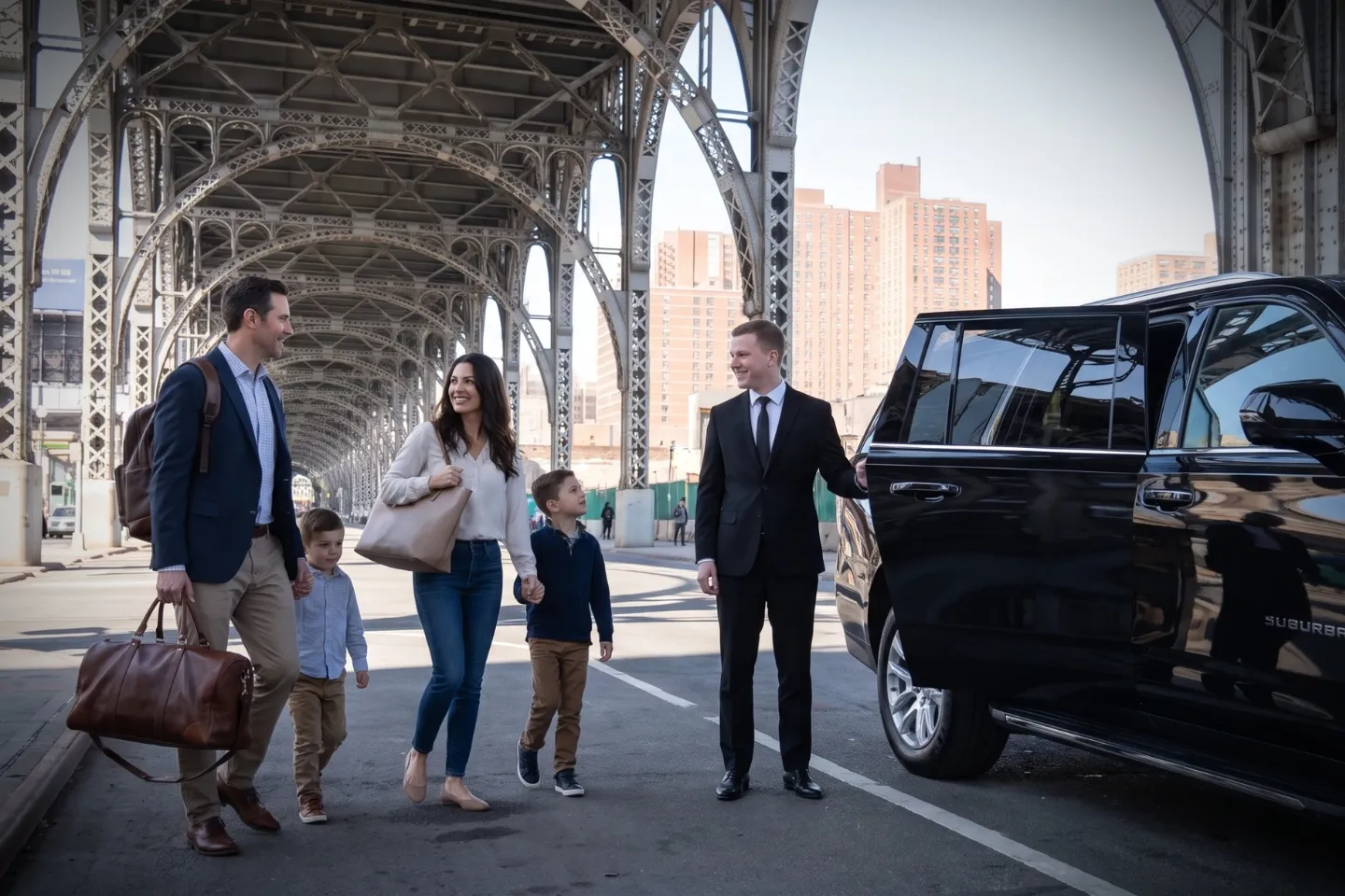 Luxury SUV waiting along a vibrant street in Manhattanville, NY