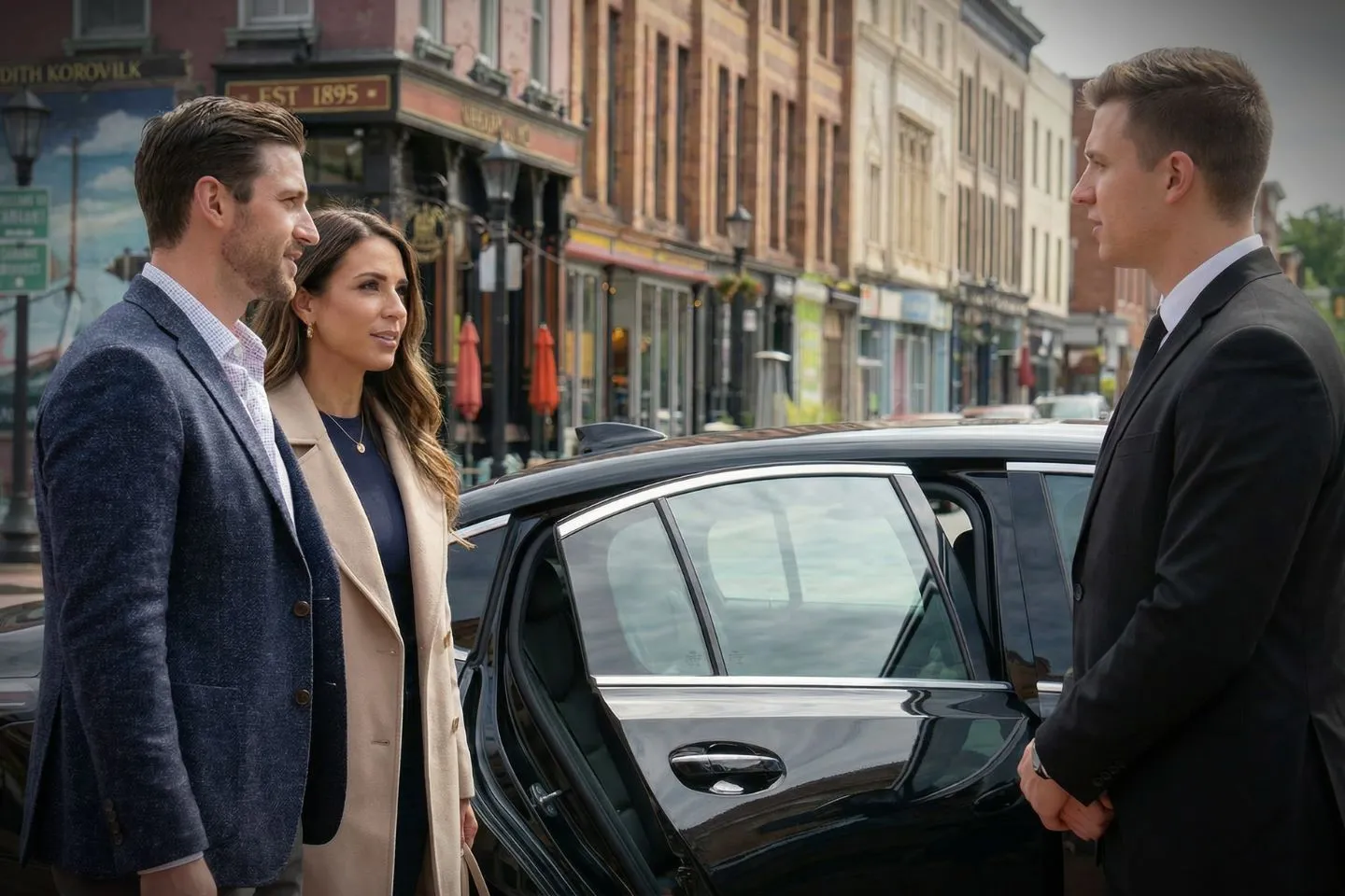 Chauffeur Service in Connecticut, CT Black luxury sedan with chauffeur in Connecticut CT Chauffeur Service for airport transfer