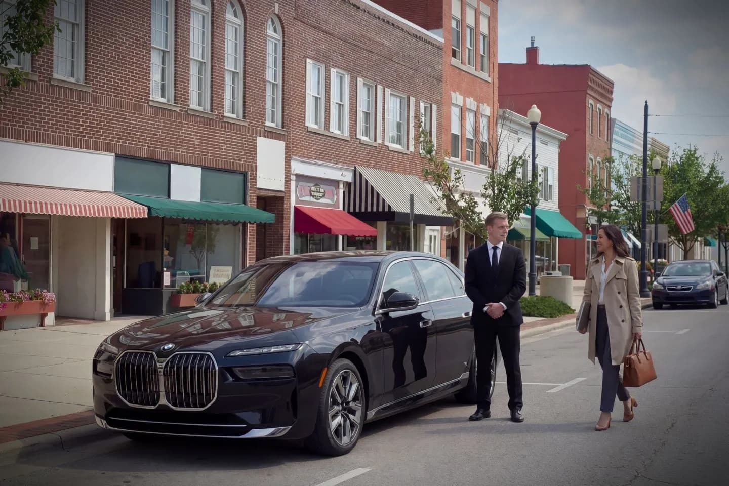 Chauffeur Service in New Jersey, NJ Luxury sedan with professional driver from New Jersey, NJ Chauffeur Service waiting outside corporate office