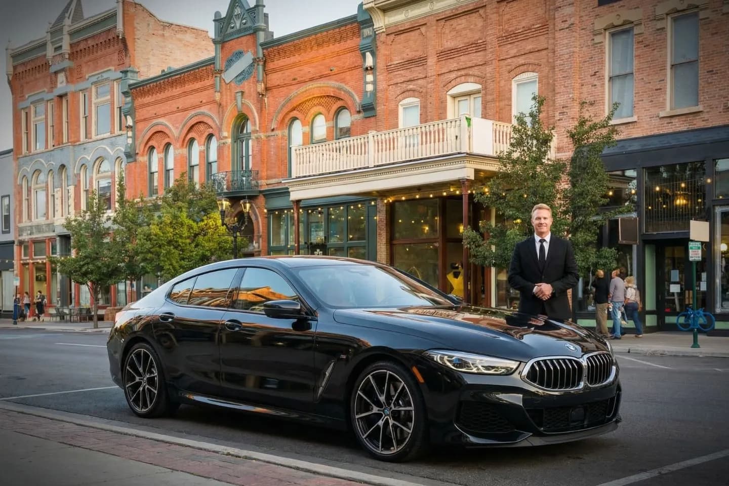 Chauffeur Service in Utah, UT Utah, UT Chauffeur Service luxury black sedan with professional driver at airport pickup zone