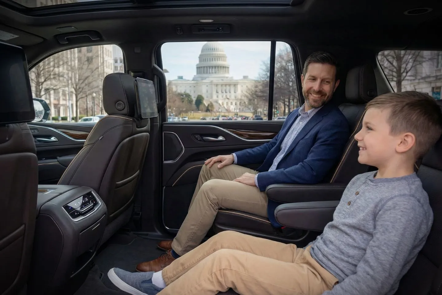 Chauffeur Service in Washington, DC Airport pickup scene Washington, DC Chauffeur Service vehicle waiting terminal curb DC