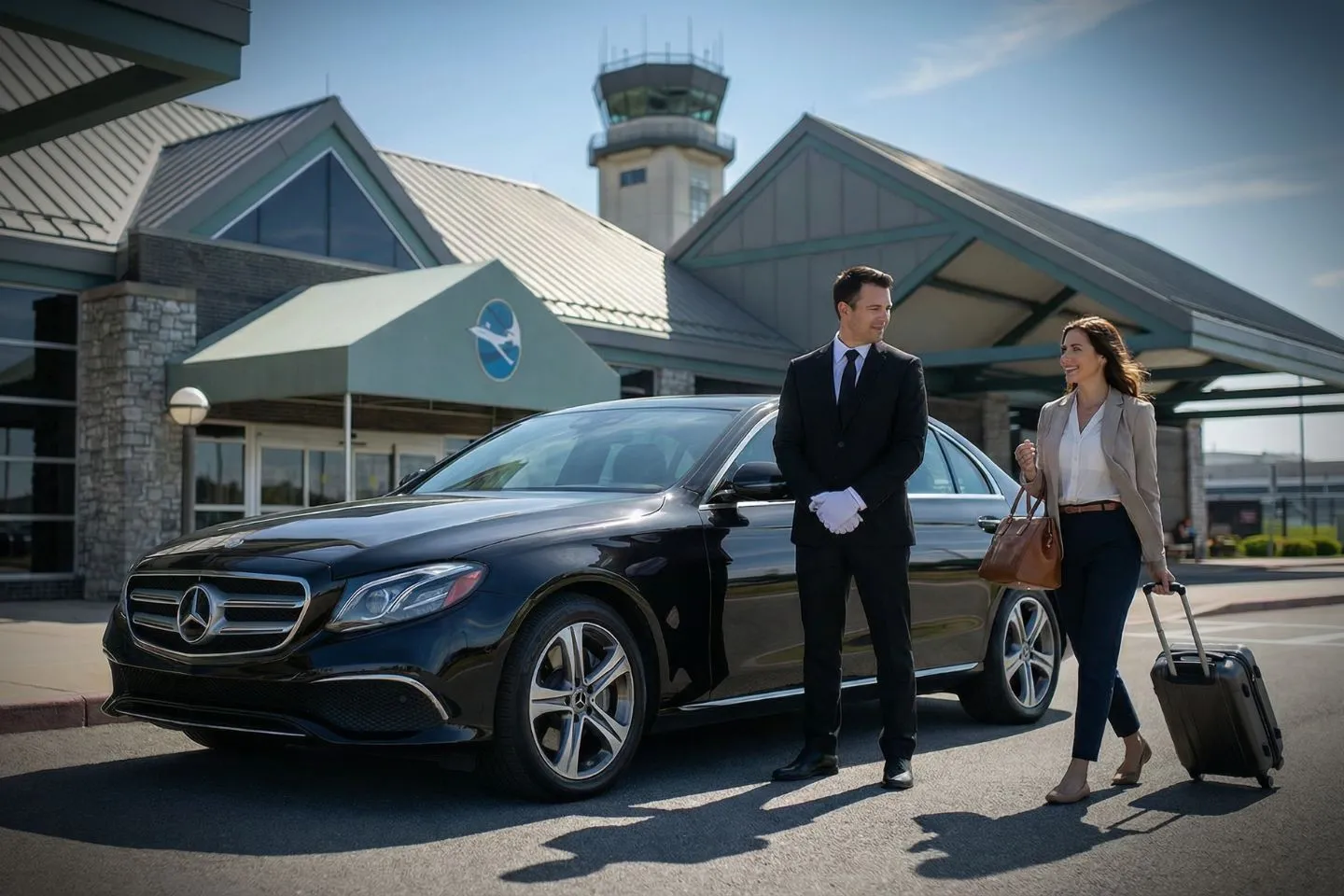 Airport Car Service in Maryland, MD Black car chauffeur waiting at Maryland airport providing Maryland, MD Car Service for corporate travel