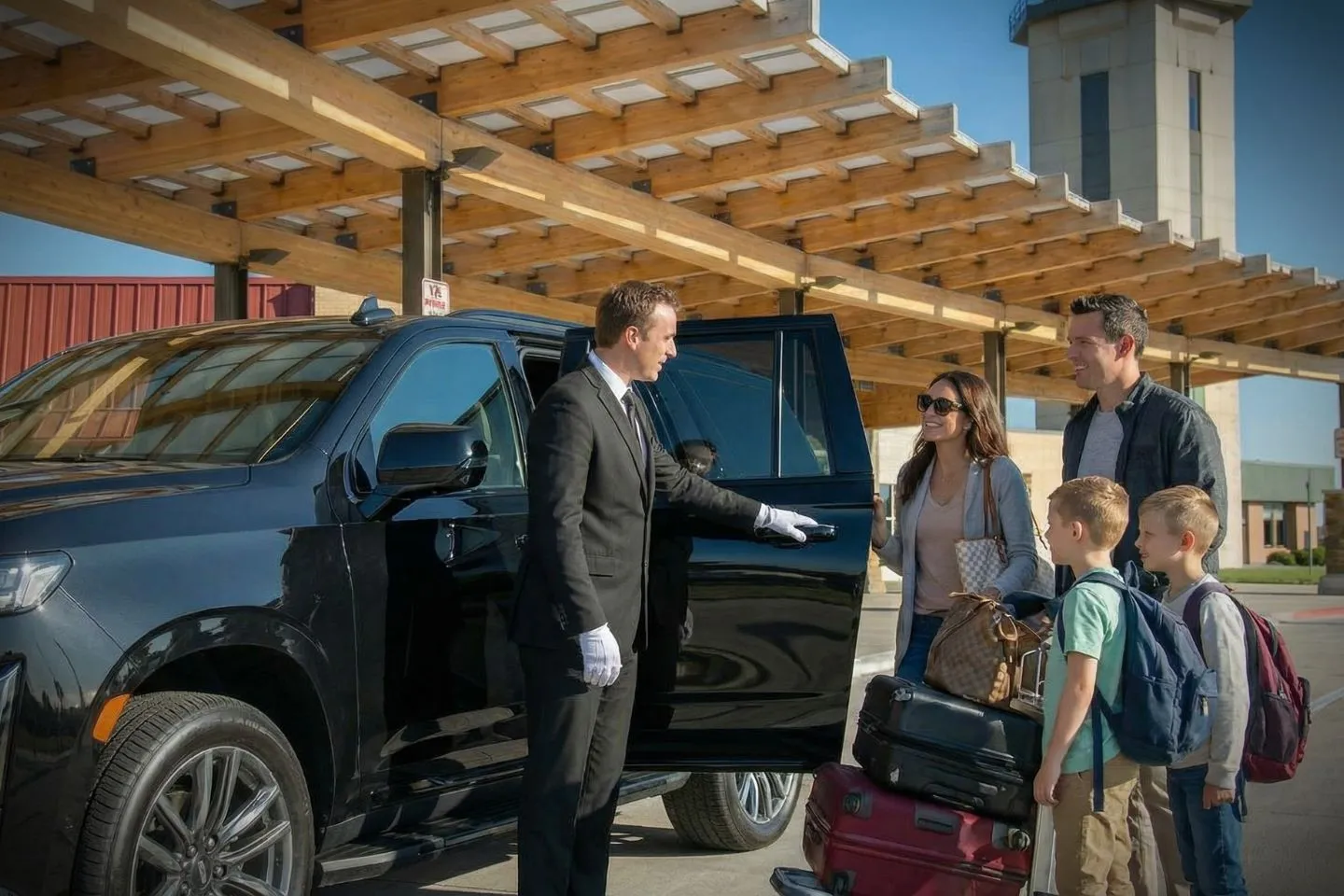 Airport Car Service in Nebraska, NE Night time city transportation Nebraska NE Car Service luxury car on road with city lights