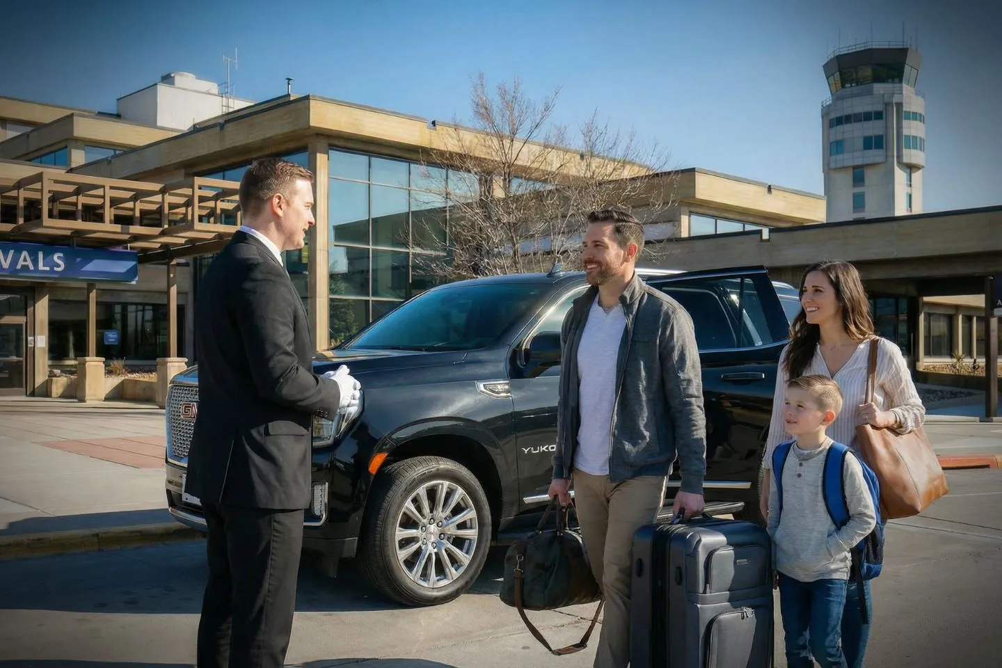 Airport Car Service in South Dakota, SD Airport pickup car service South Dakota SD Car Service with professional chauffeur and luxury sedan