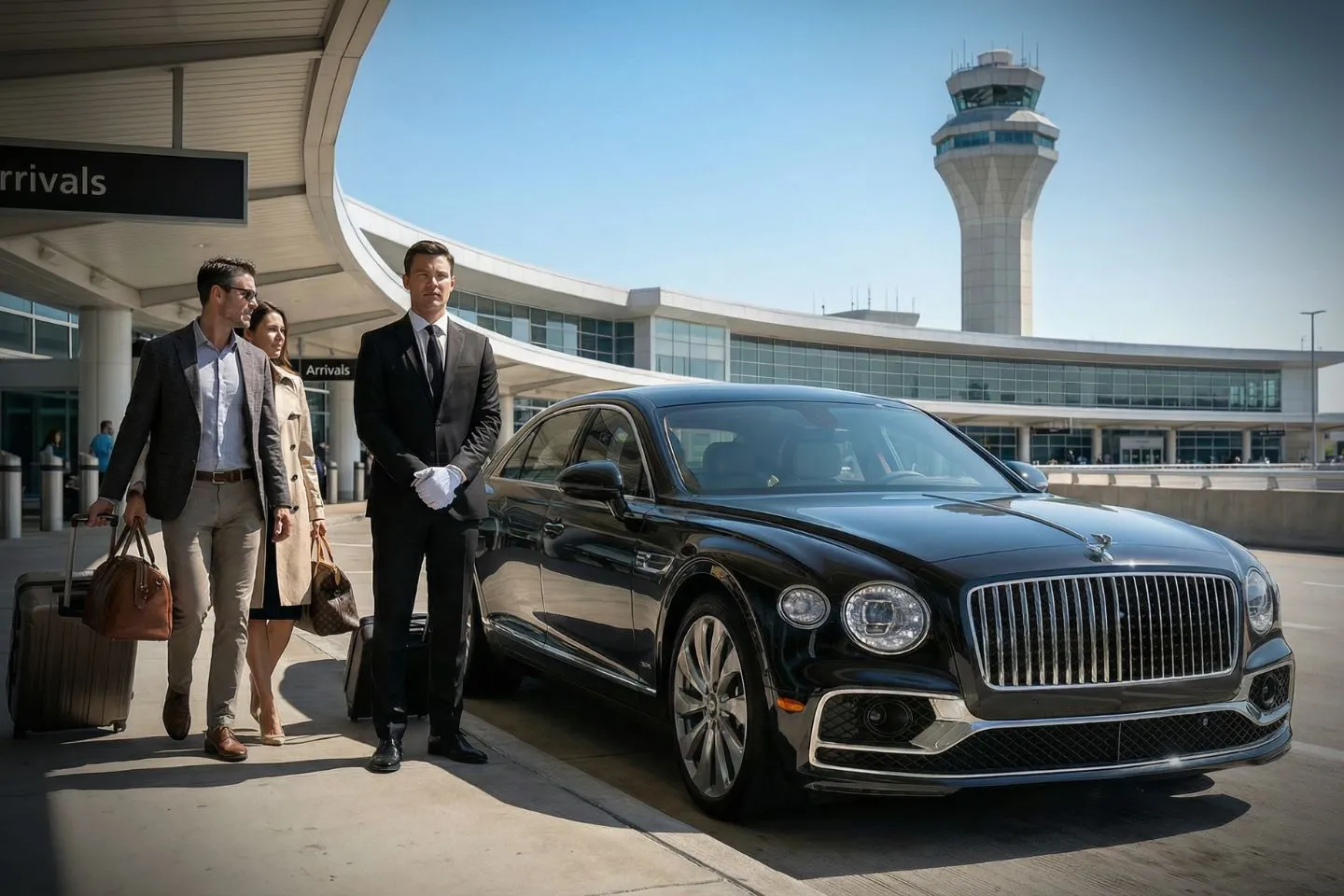 Airport Car Service in Utah, UT Executive SUV from Utah, UT Car Service parked outside downtown business district