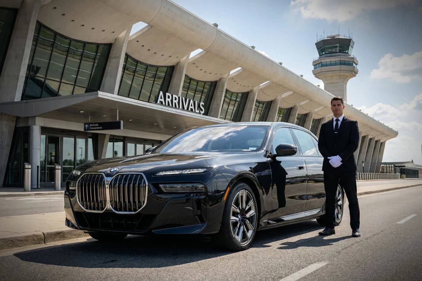 Airport Car Service in Virginia, VA Corporate traveler entering Virginia VA car service sedan for business transportation