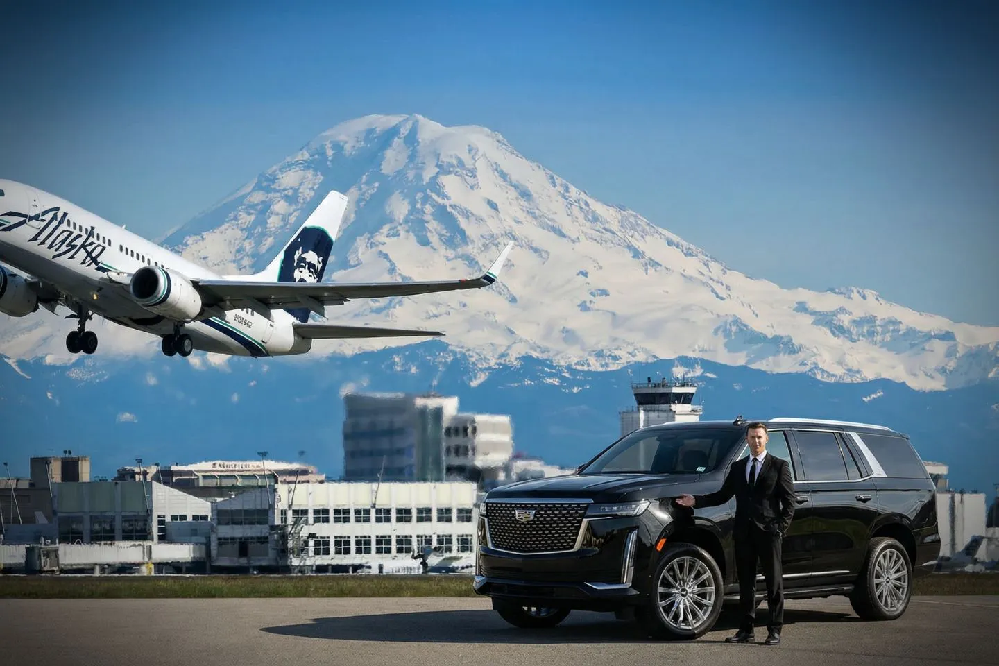 Airport Car Service in Washington, WA Washington, WA Car Service chauffeur assisting passenger with luggage at airport terminal