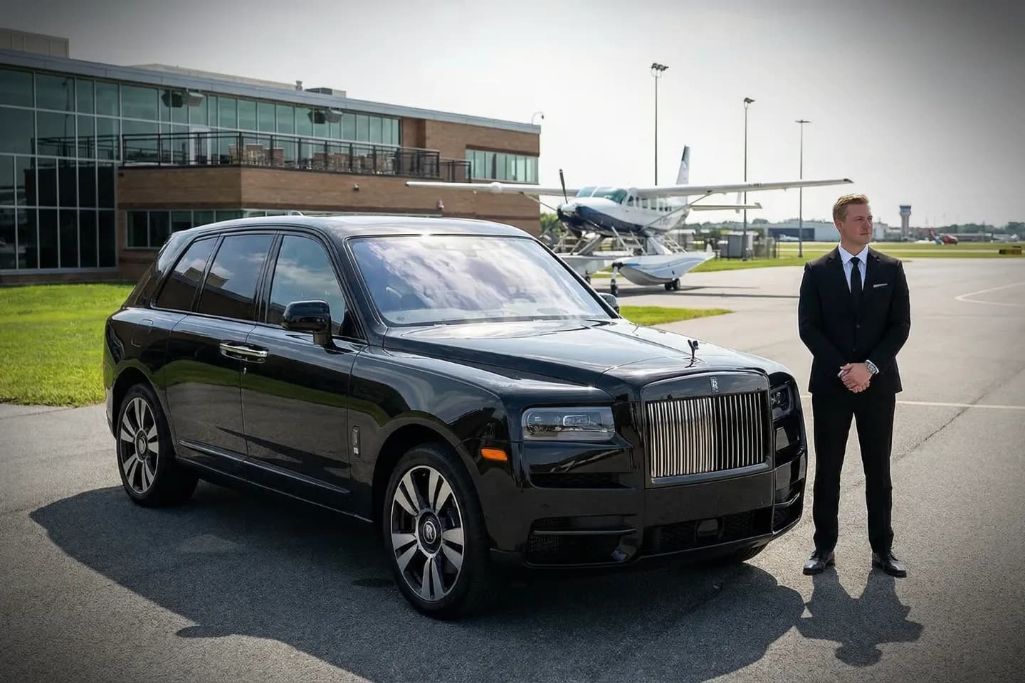 New York Skyports Seaplane Base (NYS) Airport Car Service Premium limousine used for NYS Car Service traveling through New York NY city traffic near Midtown