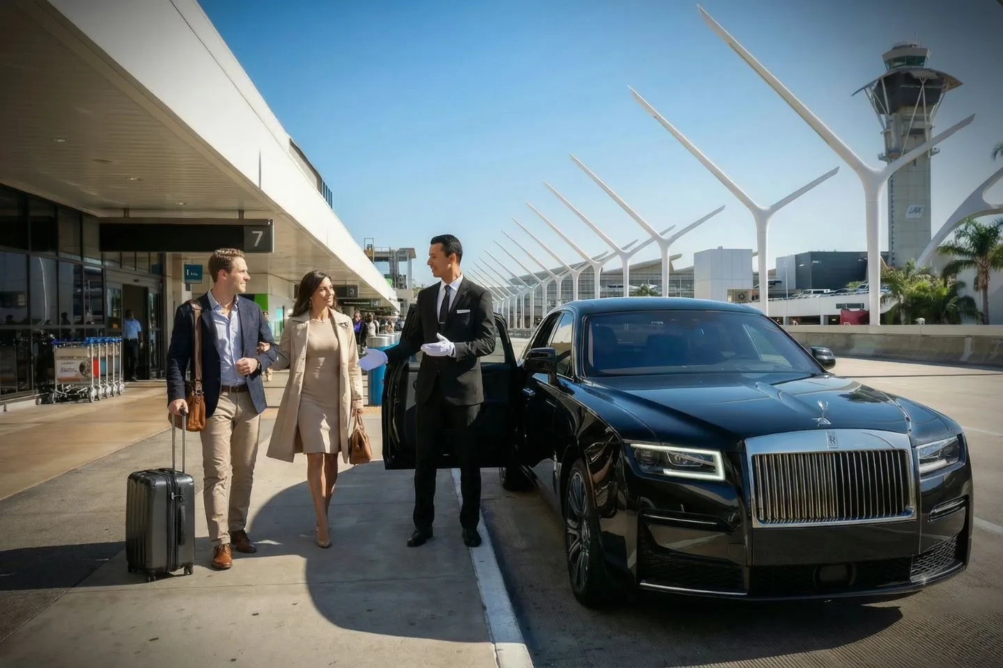 Los Angeles International (LAX) Airport Car Service LBE Car Service SUV on I 405 near Los Angeles California airport transfer