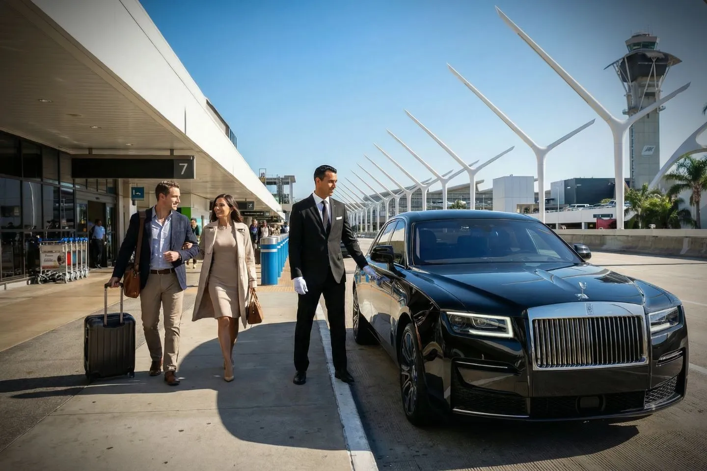 Los Angeles International (LAX) Airport Car Service Chauffeur with Los Angeles International (LAX) Car Service in downtown Los Angeles business district
