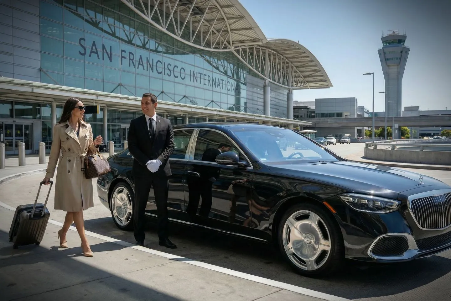 San Francisco International (SFO) Airport Car Service LBE Car Service SUV on US 101 near San Francisco California airport transfer