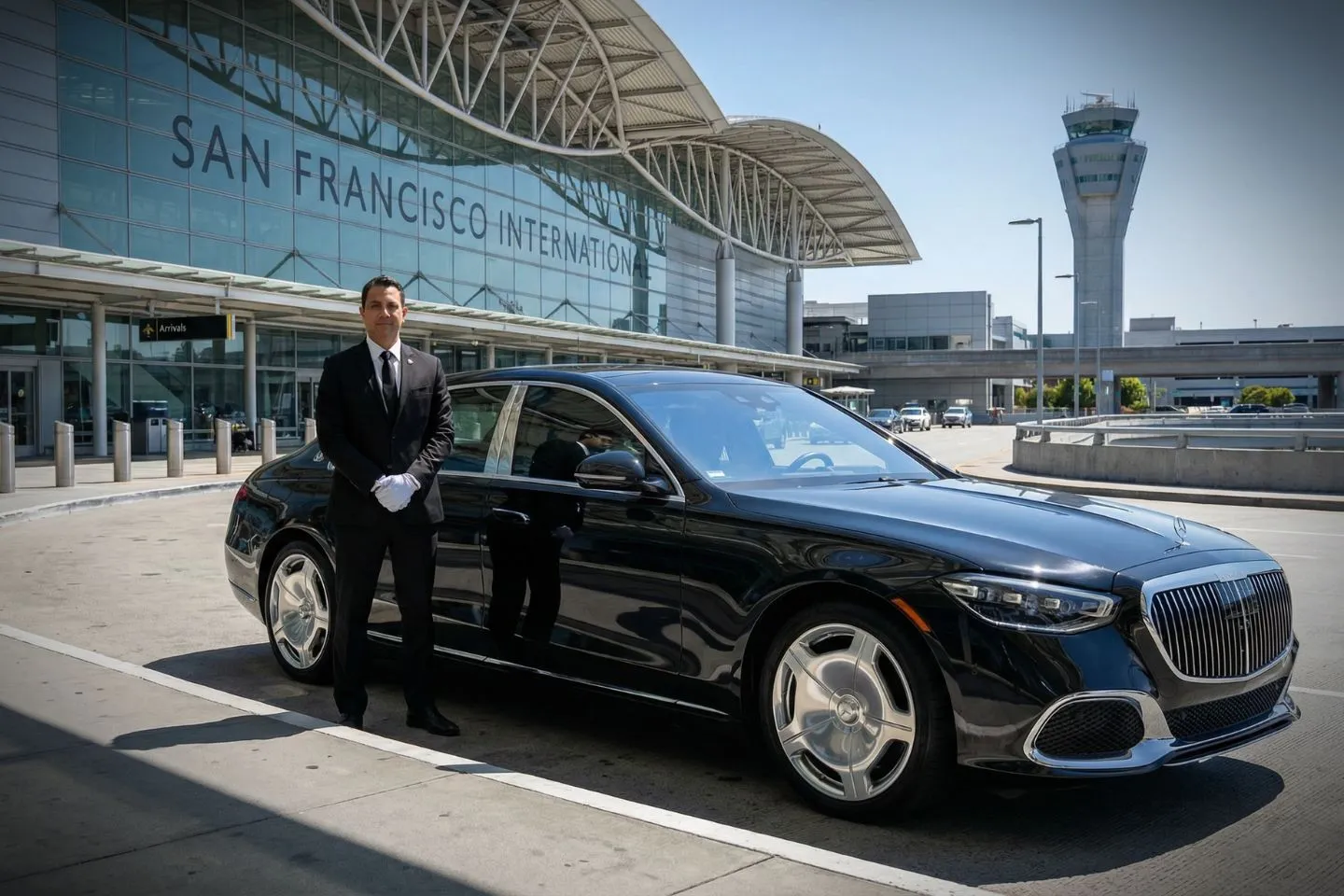 San Francisco International (SFO) Airport Car Service Chauffeur with San Francisco International (SFO) Car Service in downtown San Francisco business district
