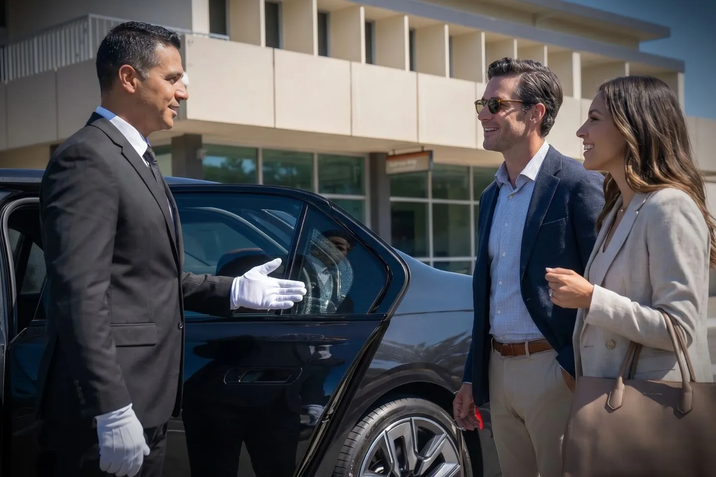 Monterey Regional (MRY) Airport Car Service Union Limousine chauffeur greeting golf group at MRY Monterey Regional airport