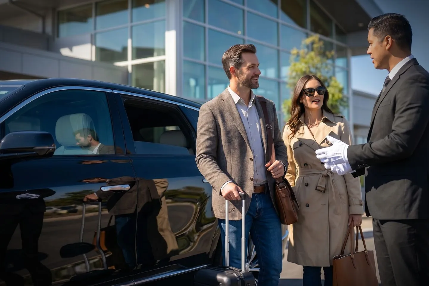 San Luis Obispo County Regional (SBP) Airport Car Service Union Limousine chauffeur greeting Cal Poly parent at SBP San Luis Obispo airport