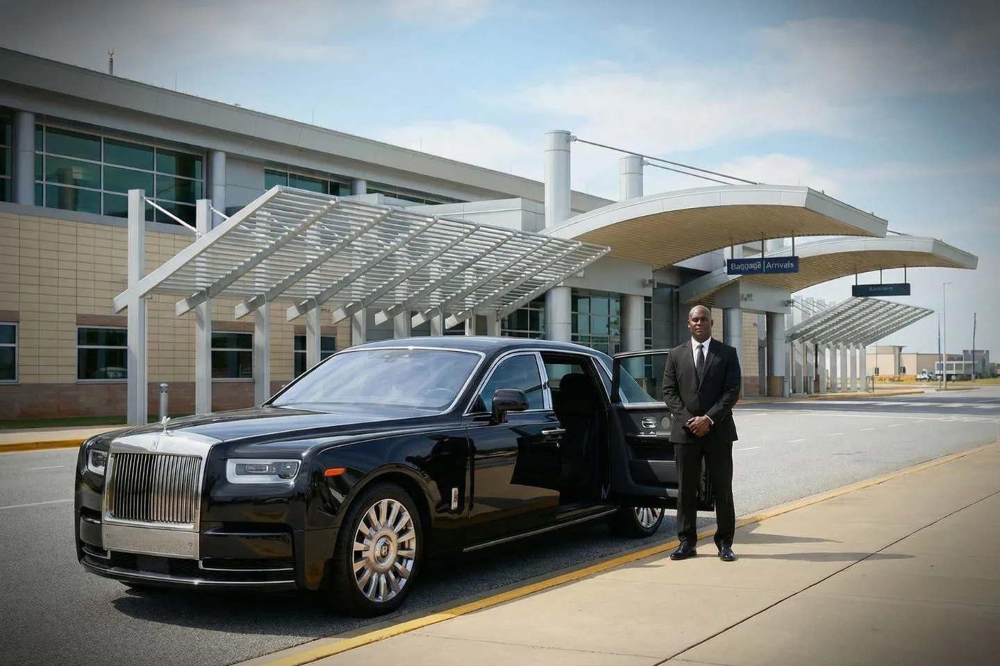 Southwest Georgia Regional (ABY) Airport Car Service Black BMW 7 Series chauffeured car at Albany airport for ride to Thomasville and Tallahassee Florida