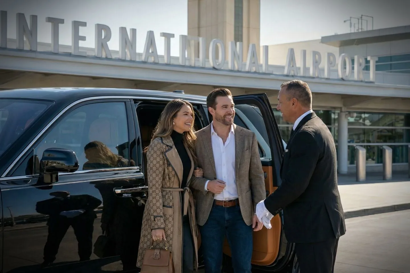 Reno-Tahoe International (RNO) Airport Car Service Union Limousine chauffeur greeting CES convention guest at LAS Las Vegas airport baggage claim