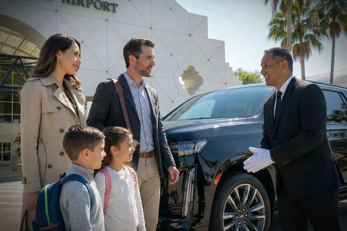 Valley International (HRL) Airport Car Service Professional chauffeur greeting passenger at HRL Airport arrivals