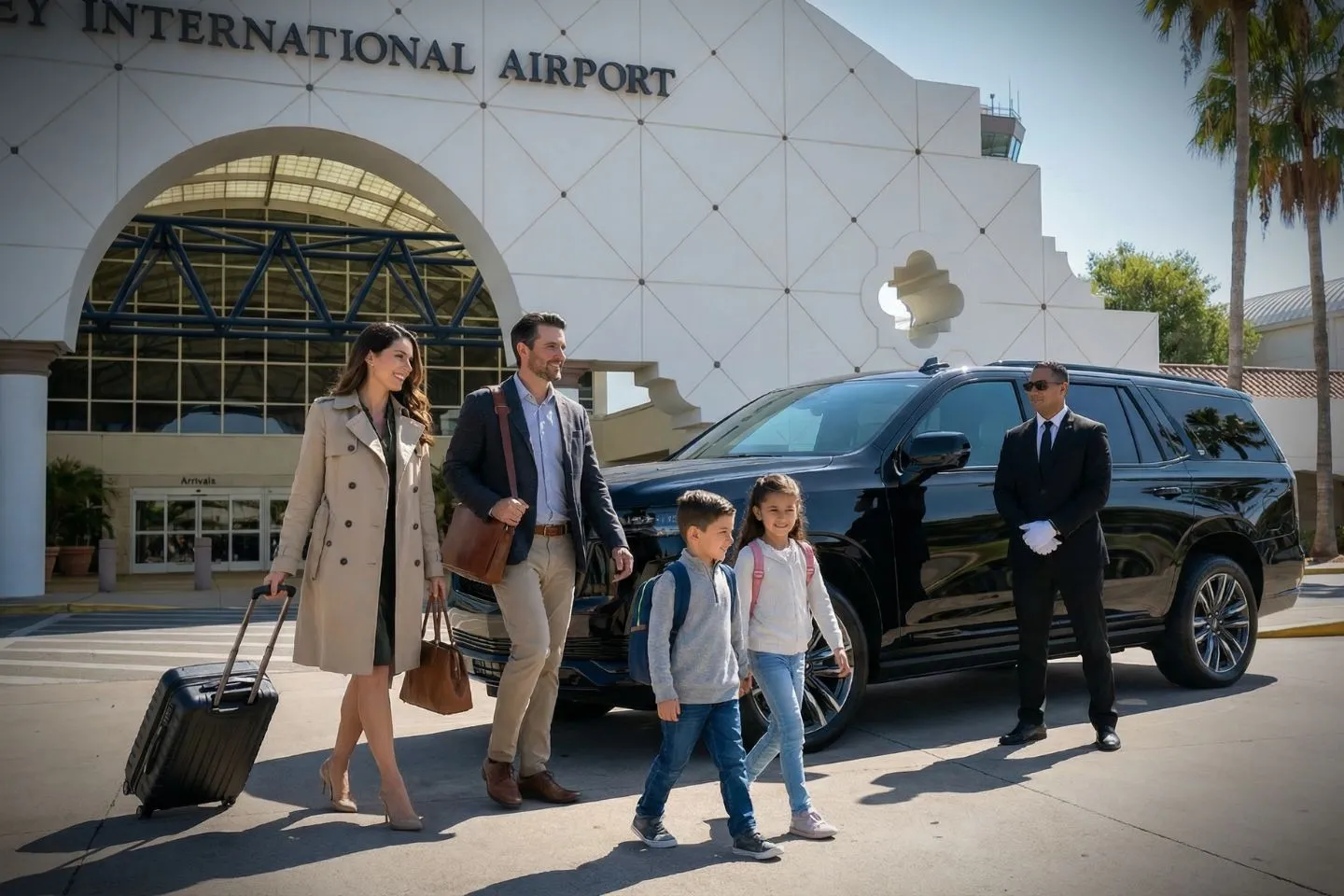 Valley International (HRL) Airport Car Service Sprinter van for group transportation from Valley International Airport