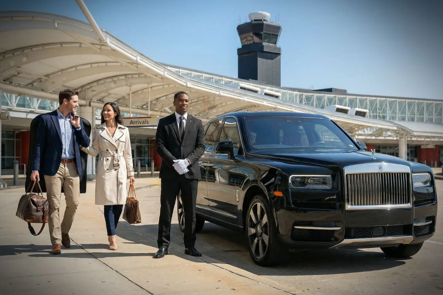 Baltimore Washington International (BWI) Airport Car Service Black BMW 7 Series chauffeured car at BWI airport for Preakness Stakes ride to Pimlico Race Course