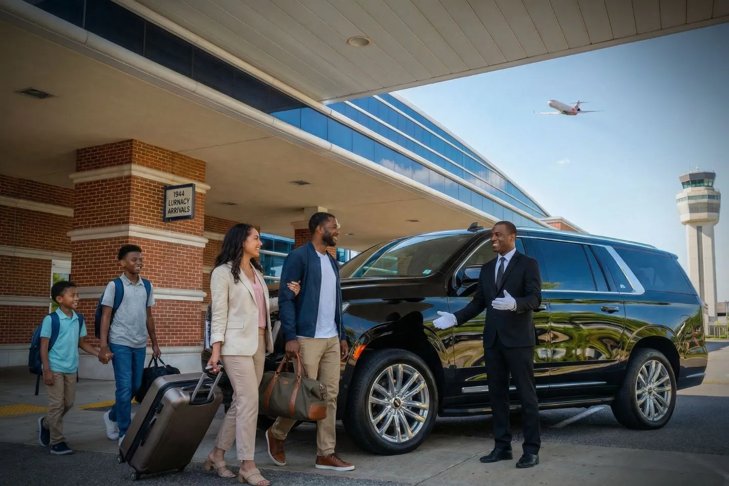 Montgomery Regional (MGM) Airport Car Service Union Limousine chauffeur greeting state government guest at MGM Montgomery Regional airport baggage claim