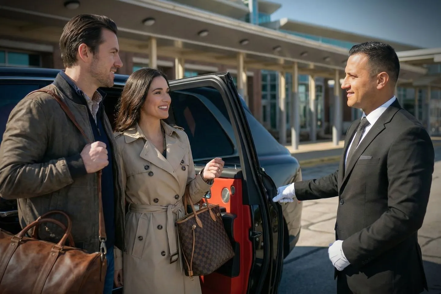 Northwest Arkansas National (XNA) Airport Car Service Union Limousine chauffeur greeting Walmart supplier executive at XNA Northwest Arkansas airport baggage claim