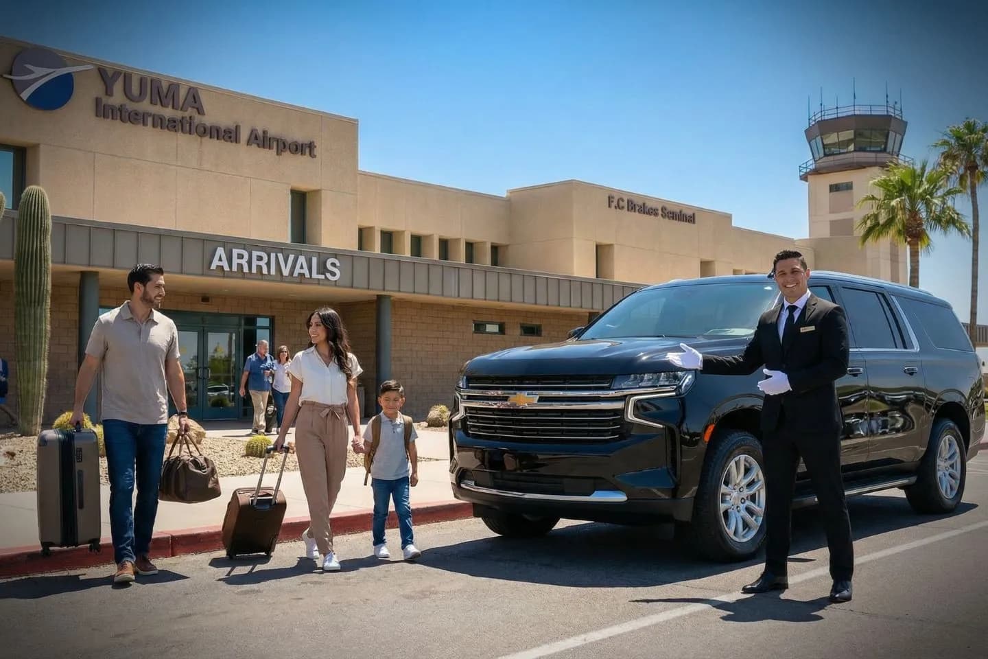 Yuma International (YUM) Airport Car Service Sprinter van for group transfers from Yuma Airport to Imperial Sand Dunes