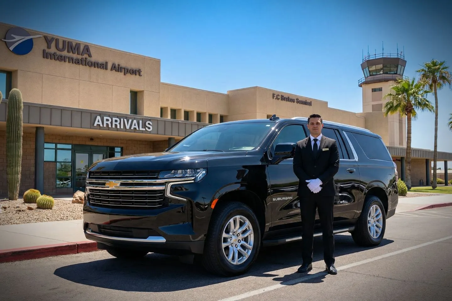 Yuma International (YUM) Airport Car Service Premium SUV ready for YUM airport pickup during winter snowbird season