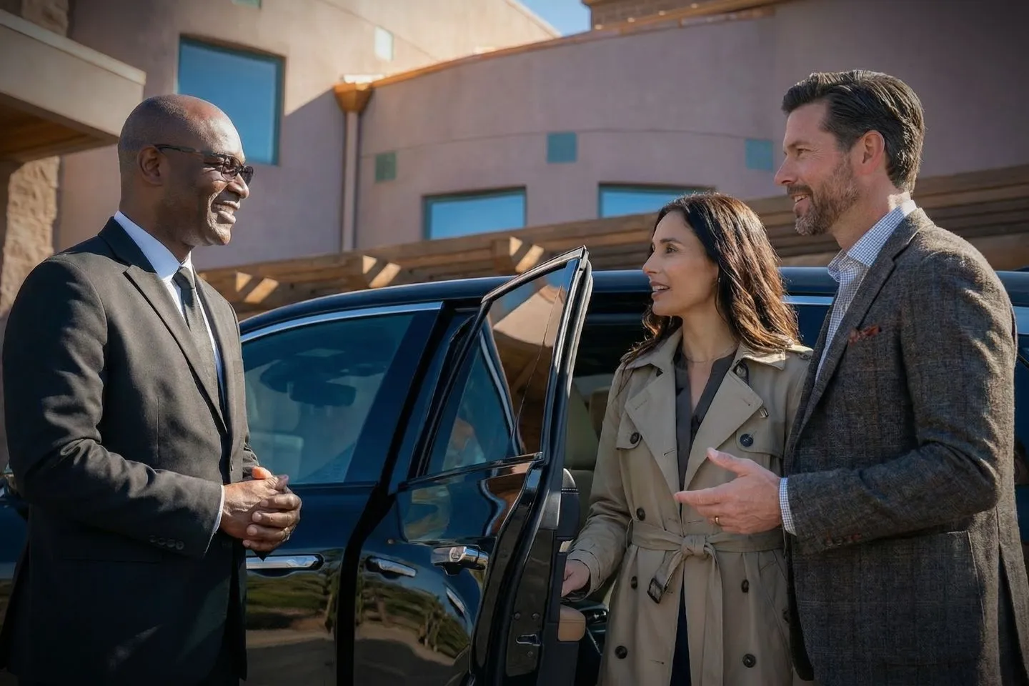 Grand Canyon National Park (GCN) Airport Car Service Professional chauffeur greeting passenger at GCN arrivals area in Arizona