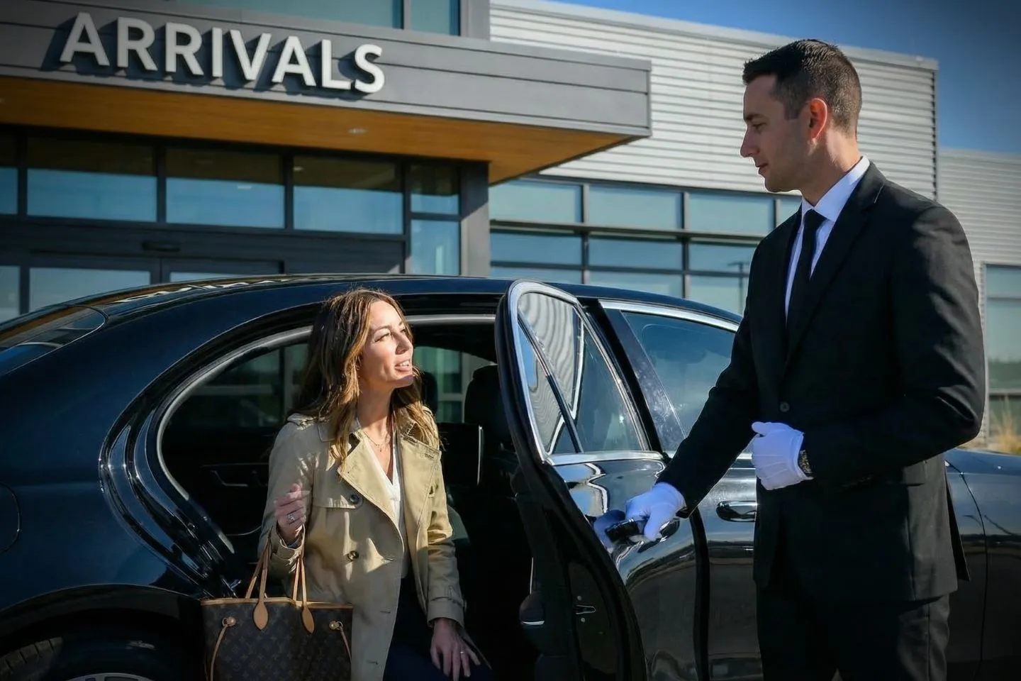 Centennial (APA) Airport Car Service Union Limousine chauffeur greeting corporate aviation executive at APA Centennial airport FBO