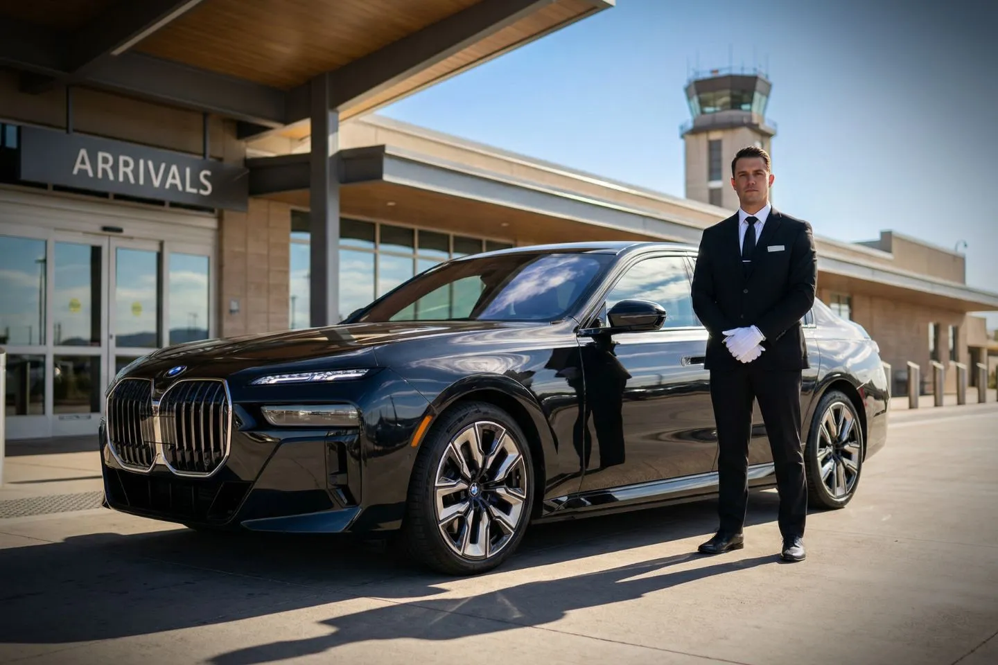 Scottsdale (SDL) Airport Car Service Premium SUV ready for SDL airport tarmac pickup near private aviation terminal