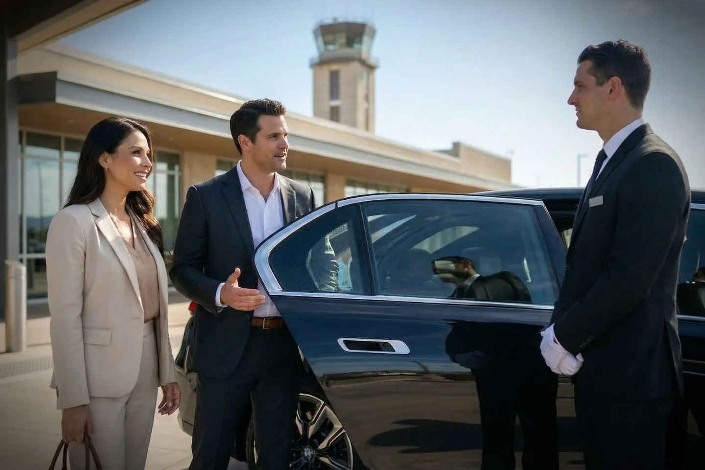 Scottsdale (SDL) Airport Car Service Professional chauffeur greeting passenger at SDL Signature Aviation FBO lobby