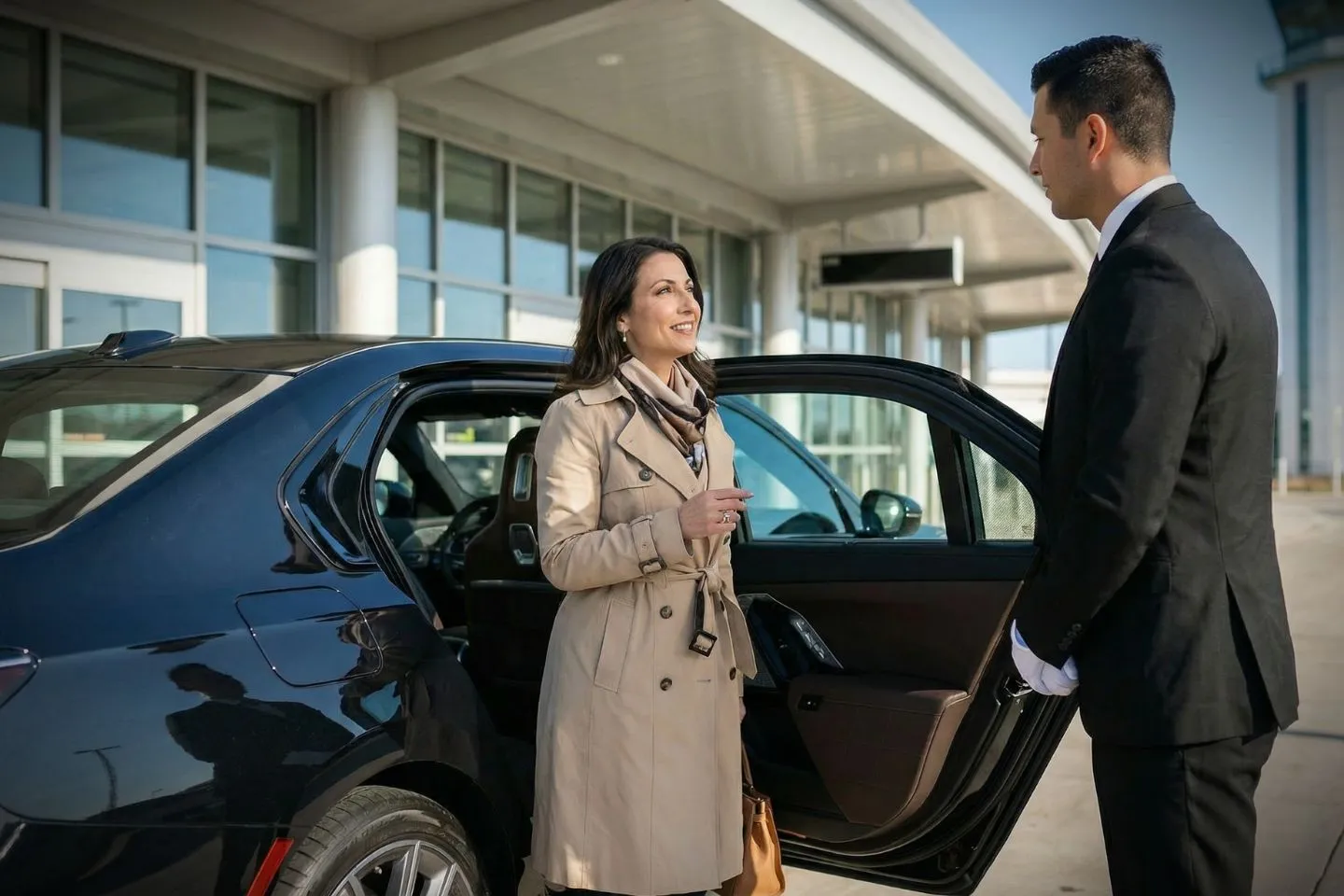 Wilmington Airport (ILG) Airport Car Service Union Limousine chauffeur greeting corporate aviation guest at ILG Wilmington Airport New Castle