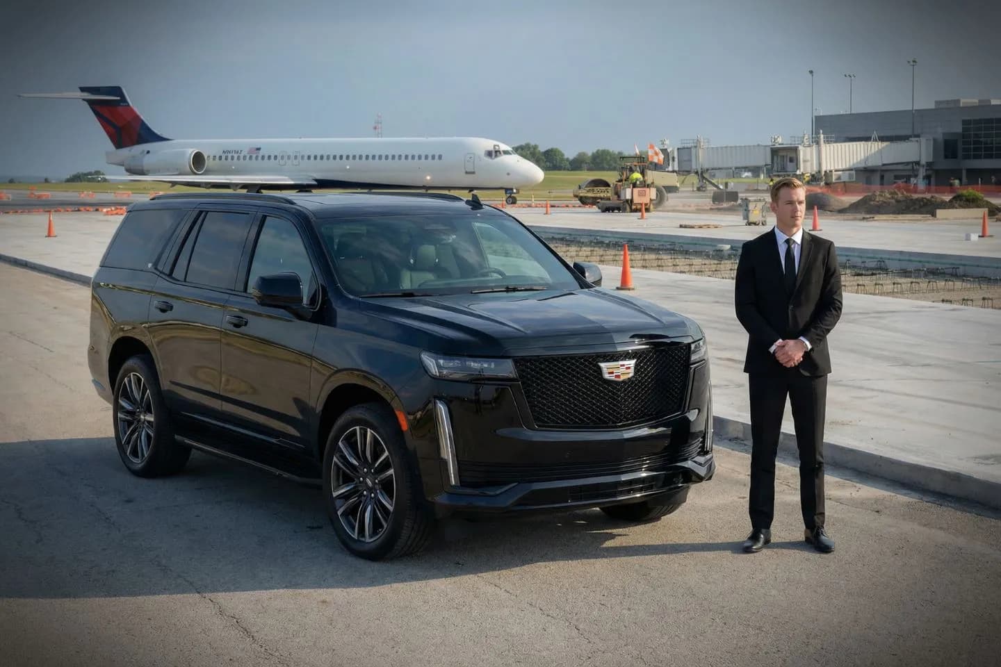 Des Moines International (DSM) Airport Car Service Executive Mercedes Benz Sprinter van for corporate group transfer from DSM airport to Iowa State Fair grounds