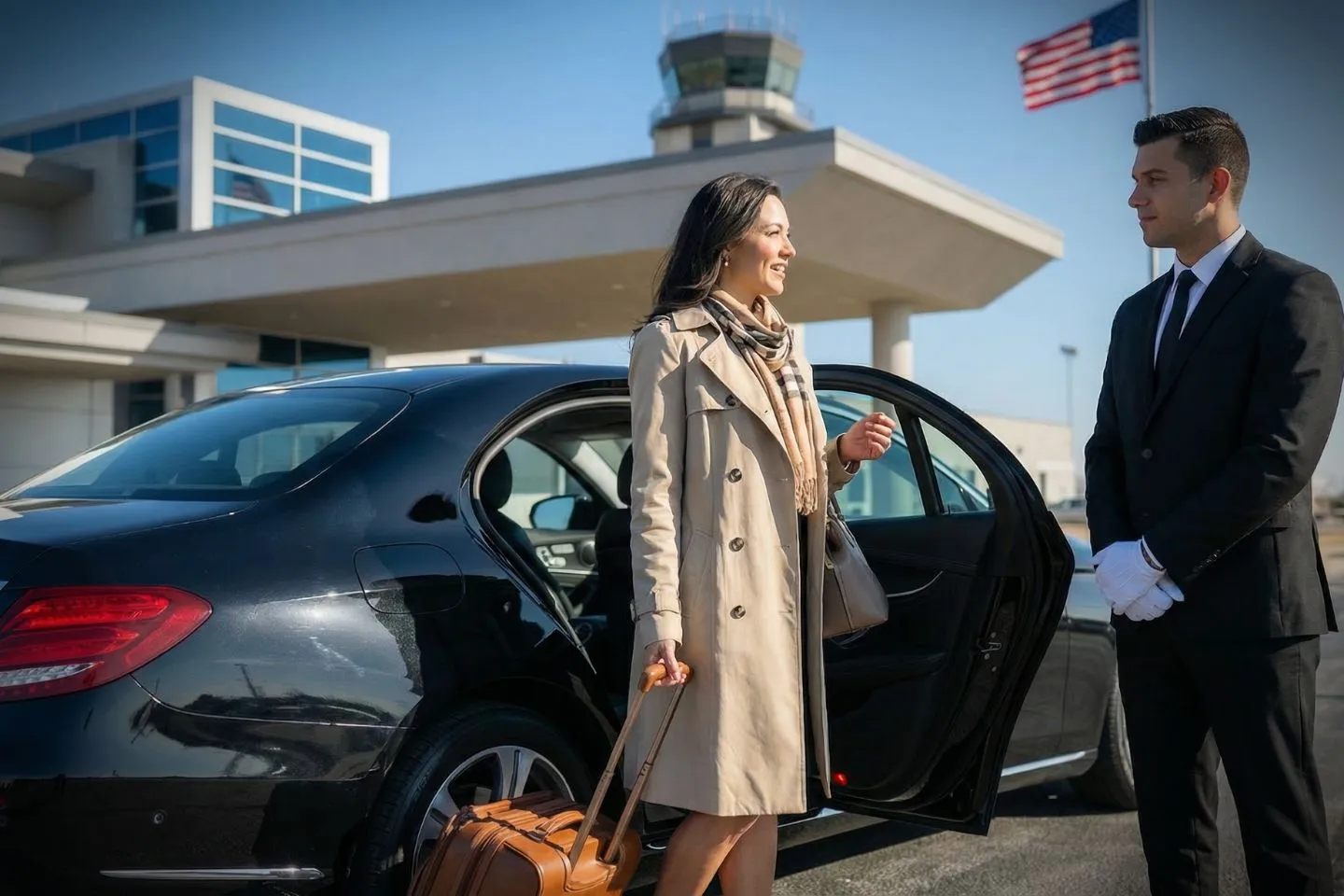 Eastern Iowa (CID) Airport Car Service Mercedes Benz S Class offering CID airport transportation to Collins Aerospace Cedar Rapids and Quaker Oats