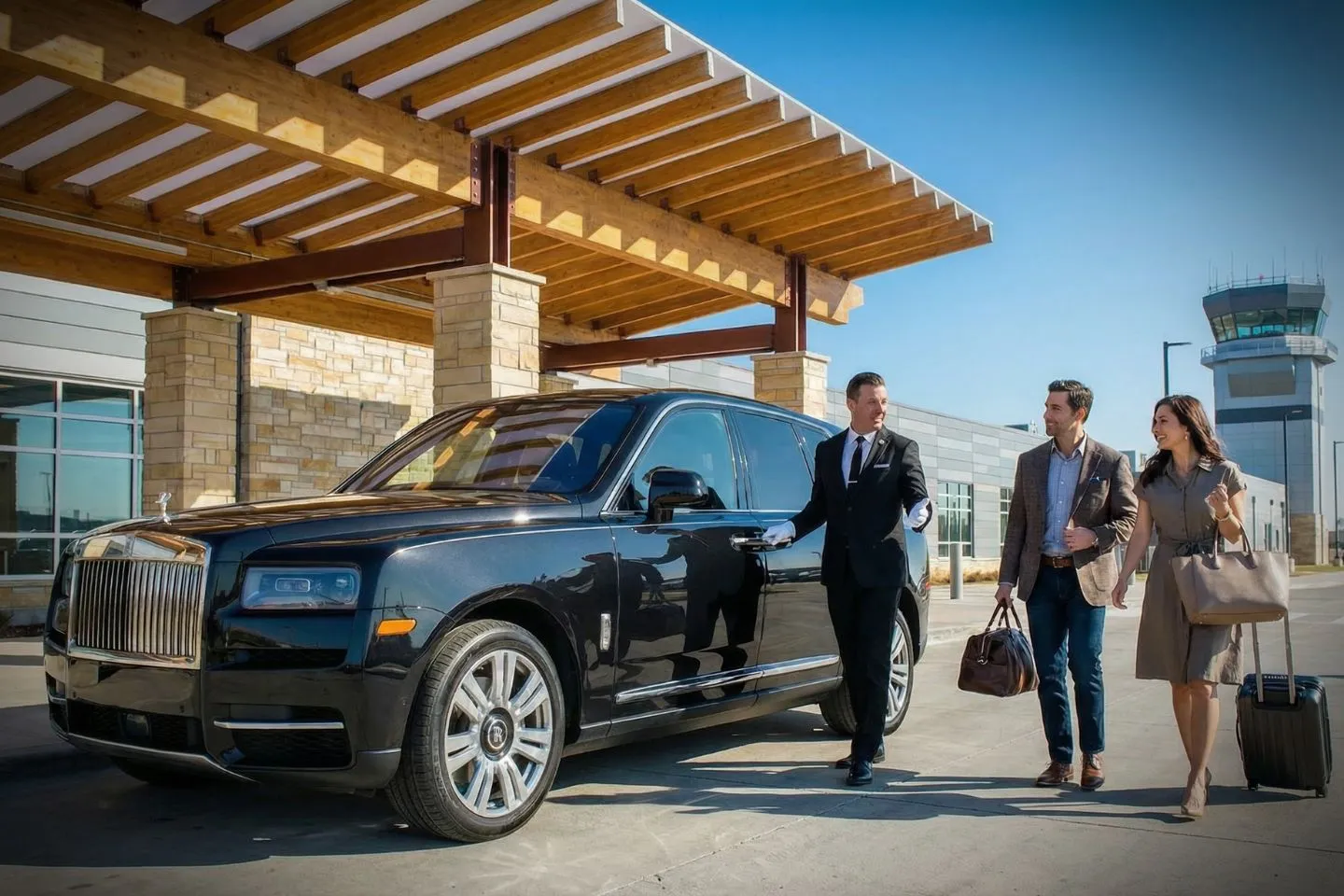 Waterloo Regional (ALO) Airport Car Service Union Limousine chauffeur greeting John Deere executive at ALO Waterloo Regional airport baggage claim