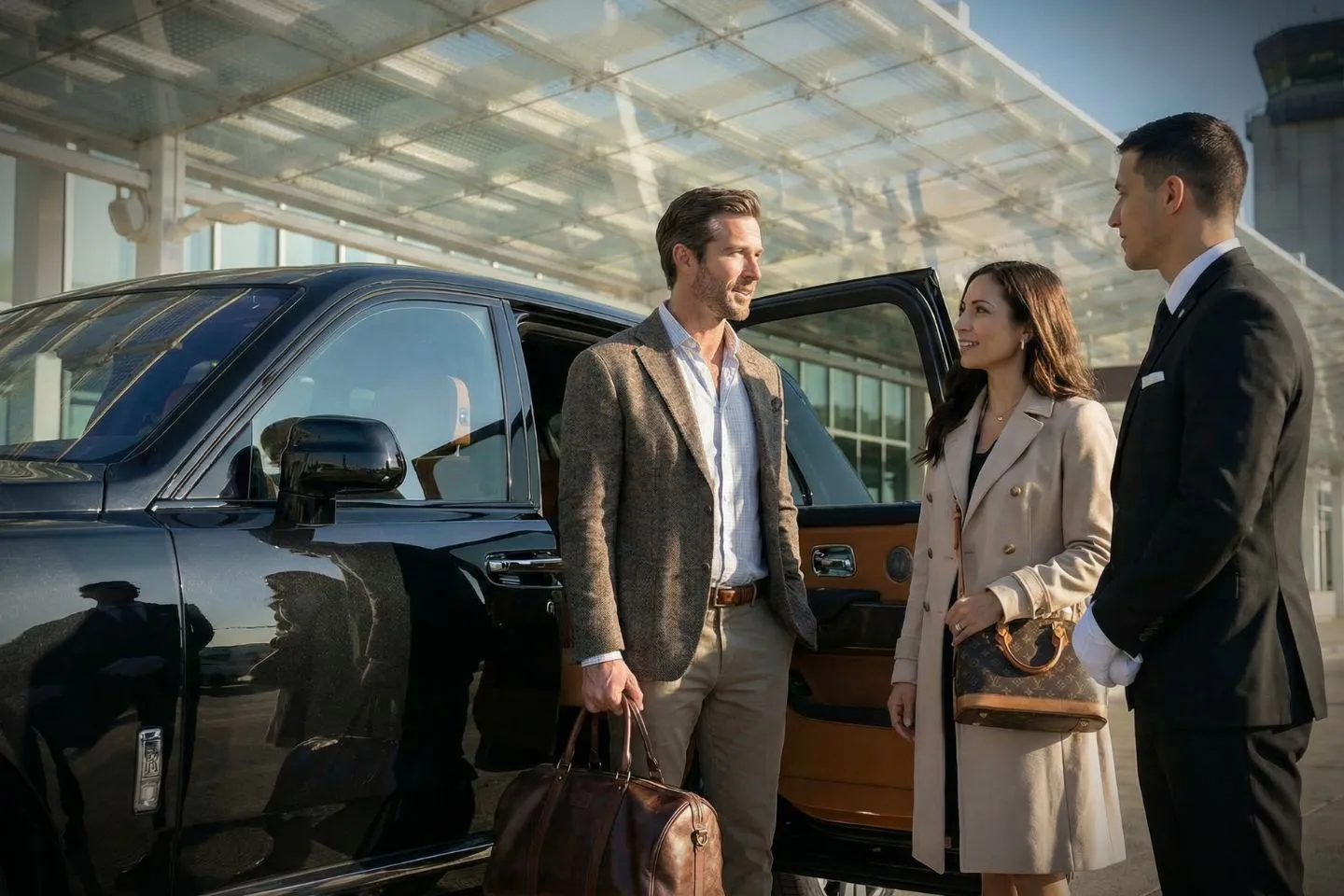 Wichita Dwight D. Eisenhower National (ICT) Airport Car Service Professional chauffeur greeting passenger at ICT baggage claim arrivals area