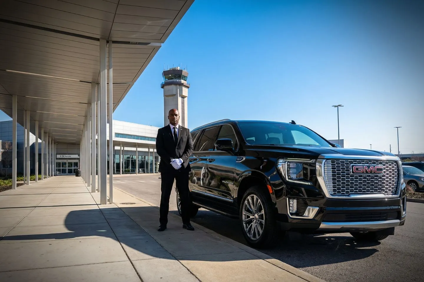 Louisville Muhammad Ali International (SDF) Airport Car Service Union Limousine chauffeur greeting Kentucky Derby guest at SDF Louisville Muhammad Ali International airport baggage claim