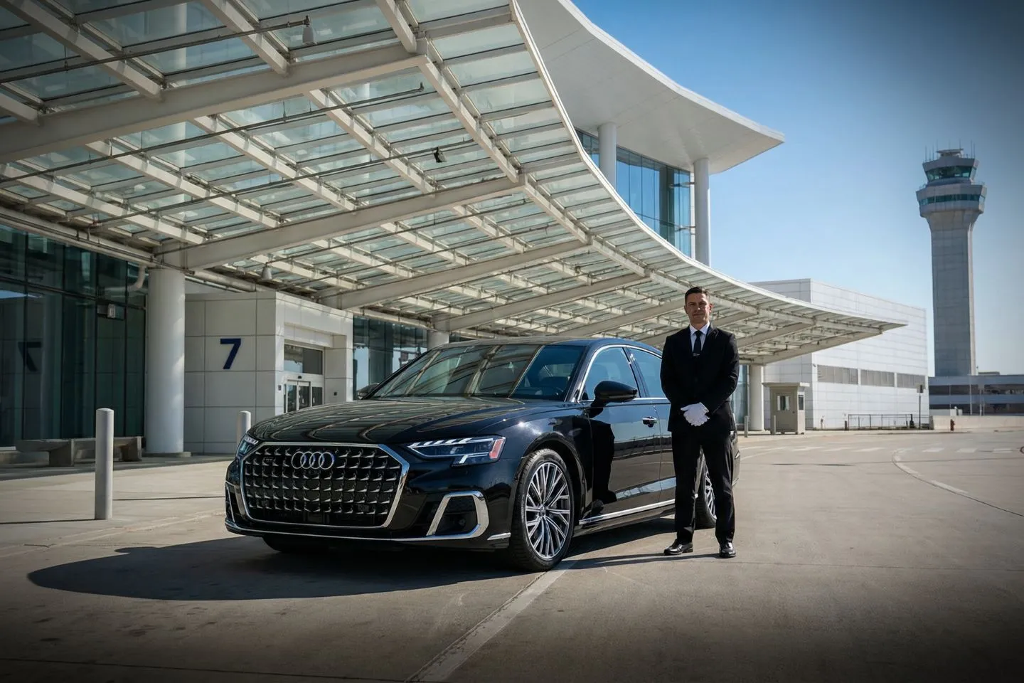 Louis Armstrong New Orleans International (MSY) Airport Car Service Premium SUV ready for MSY airport pickup near French Quarter hotels in New Orleans