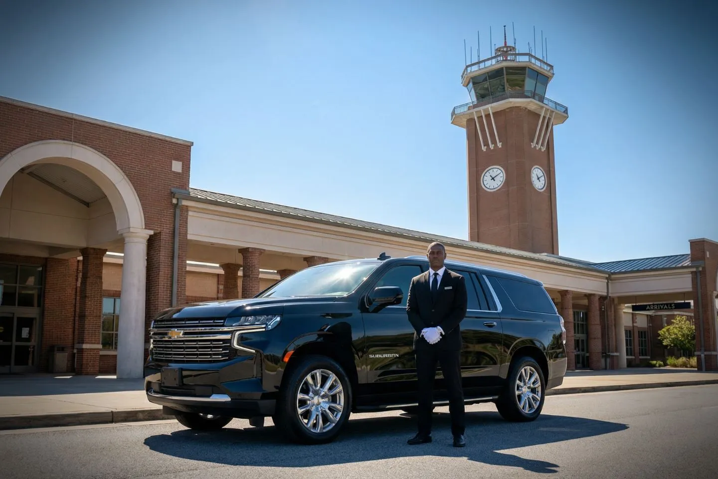 Alexandria International (AEX) Airport Car Service Premium SUV ready for AEX airport pickup near downtown Alexandria