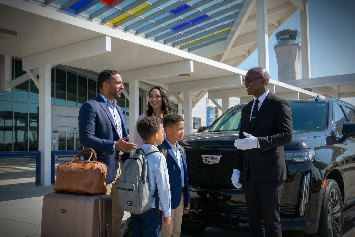 Lafayette Regional (LFT) Airport Car Service Professional chauffeur greeting passenger at LFT baggage claim arrivals area