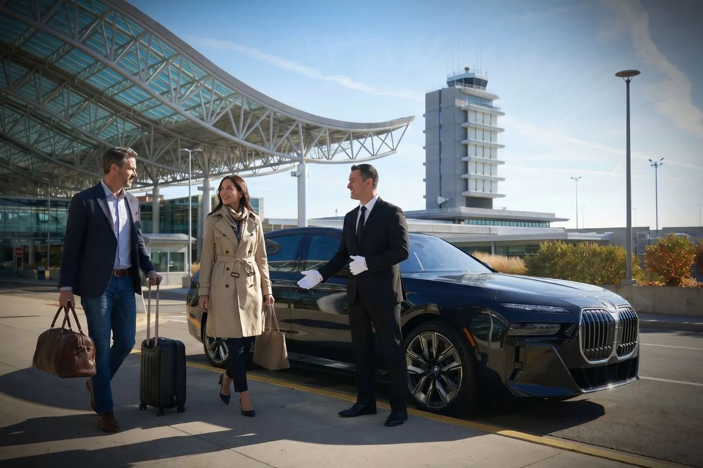 Gerald R. Ford International (GRR) Airport Car Service Union Limousine chauffeur greeting executive at GRR Gerald Ford International airport baggage claim